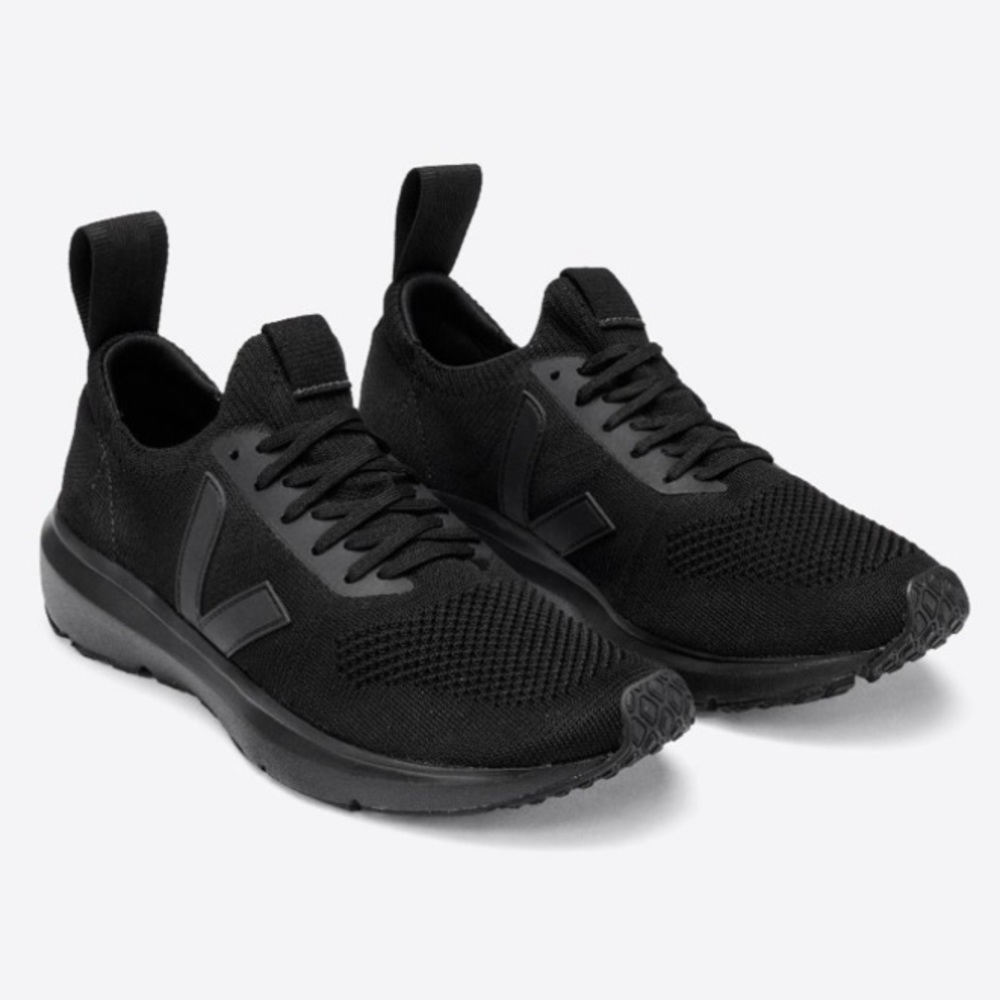 Rick Owens VEJA running style knit black sneakers